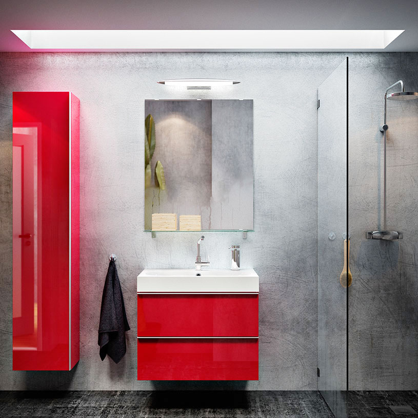 ,红色,浴室柜,宜家风格