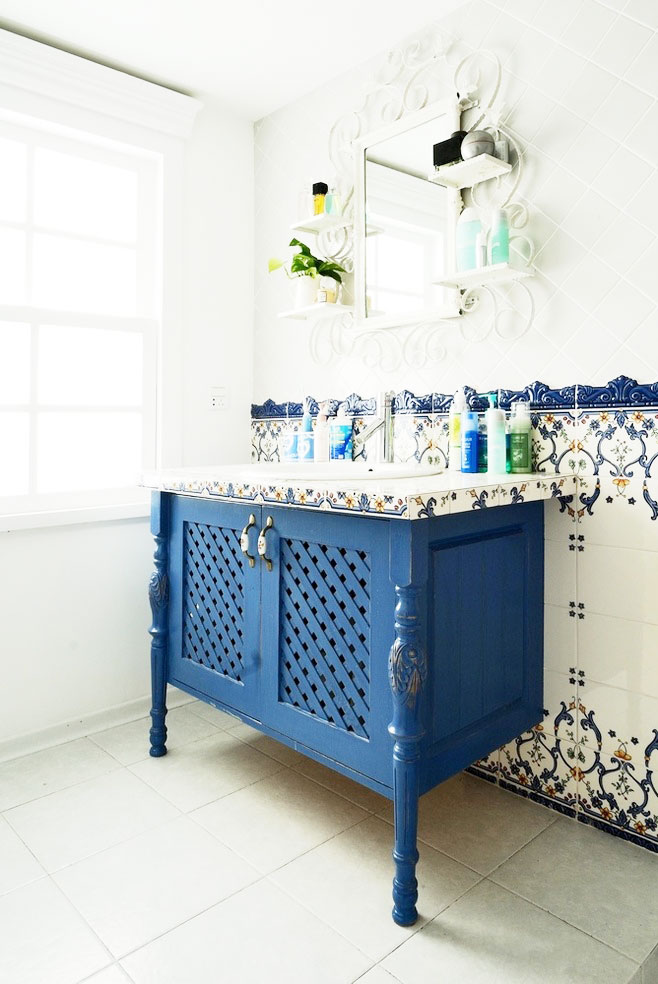 ,地中海风格,蓝色,浴室柜