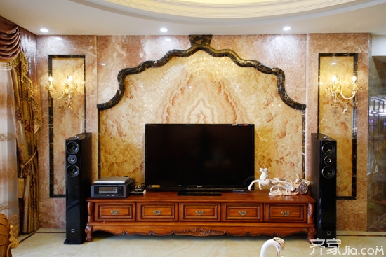 天然石材背景墙 成就您完美的客厅装修体验