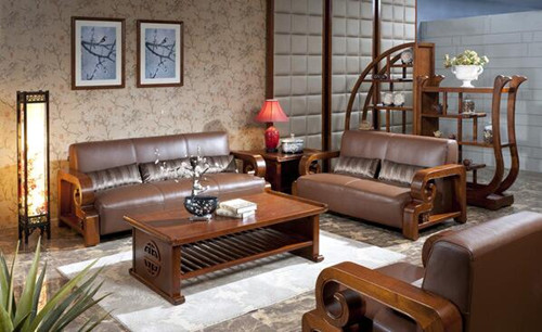 客厅实木沙发效果图  时尚大气的实木沙发
