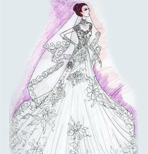 用蜡笔 画一件婚纱_女装 邀29位婚纱设计师为凯特王妃画婚纱设计图(2)