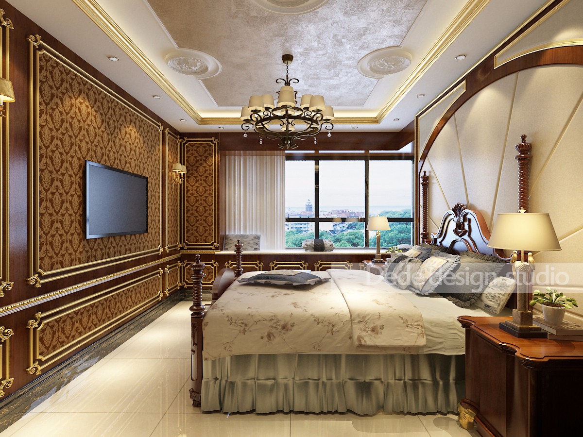 别墅装修,140平米以上装修,20万以上装修,卧室,新古典风格