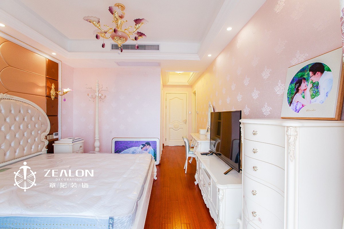 二居室装修,110平米装修,15-20万装修,卧室,欧式风格,粉色