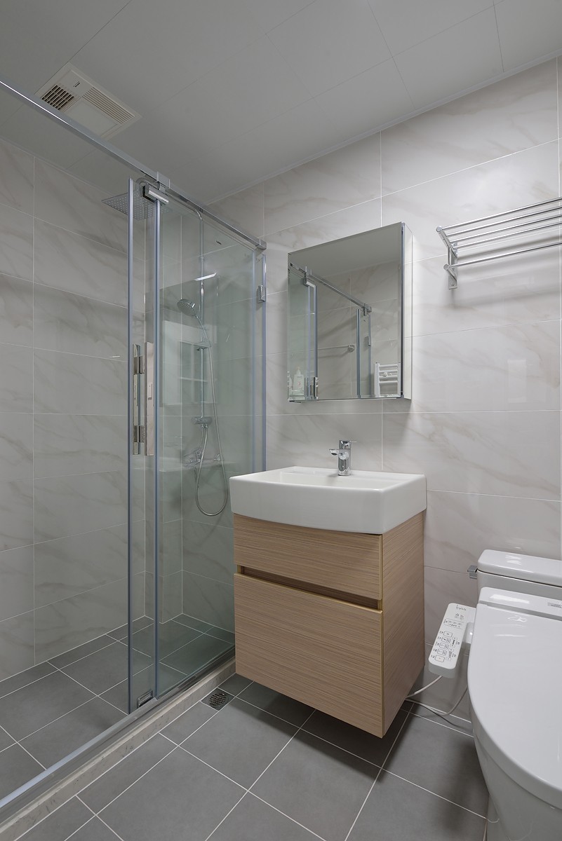 二居室装修,5-10万装修,90平米装修,卫生间,北欧风格,灰色,浴室柜