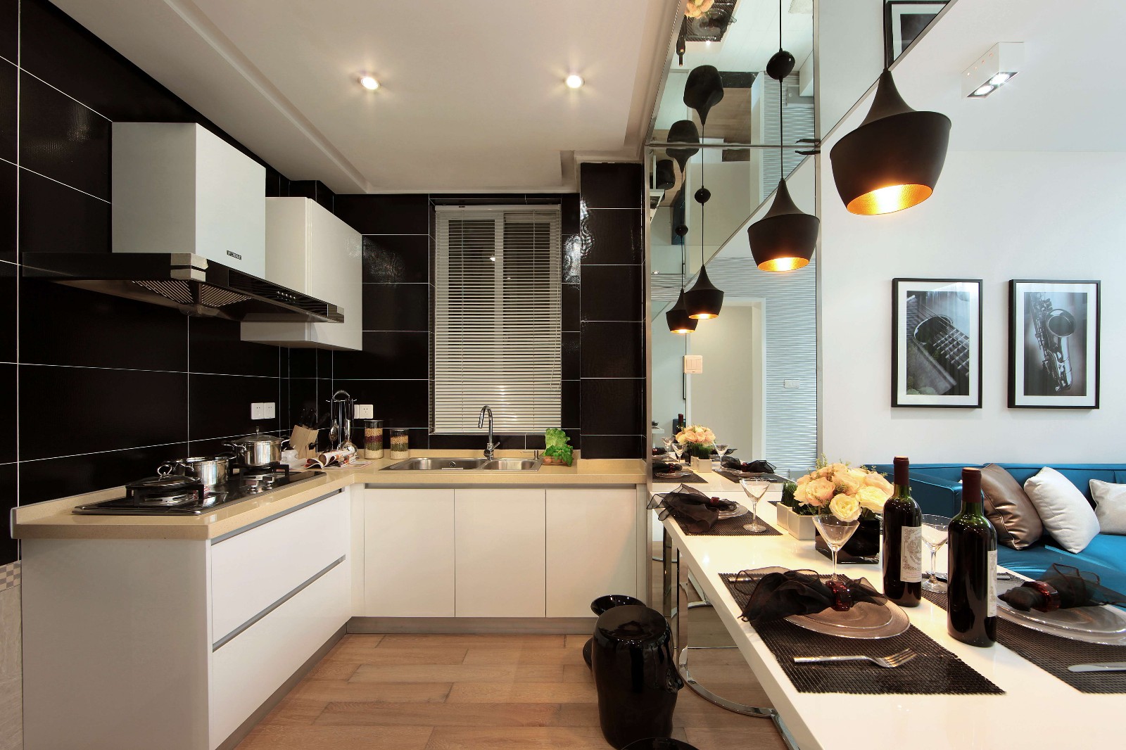 70平米装修,二居室装修,10-15万装修,厨房,现代简约风格,黑白