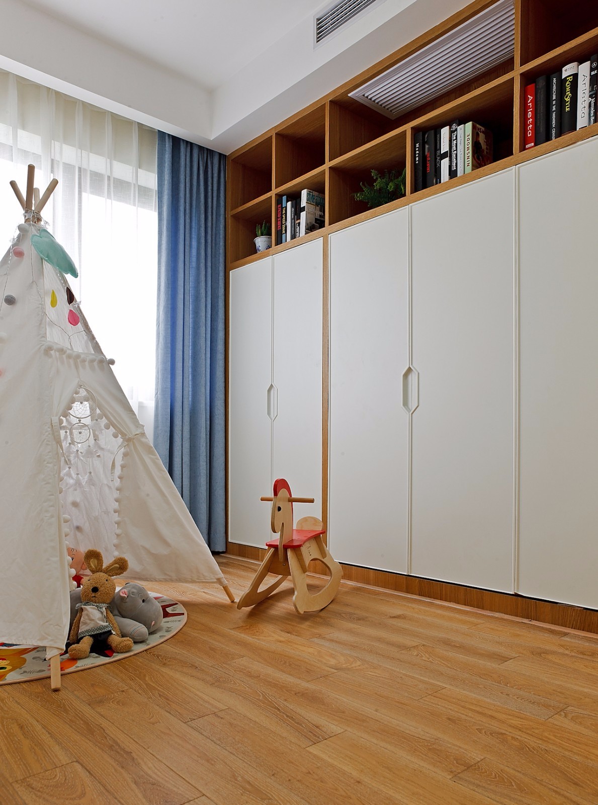 二居室装修,80平米装修,5-10万装修,北欧风格,原木色,儿童房