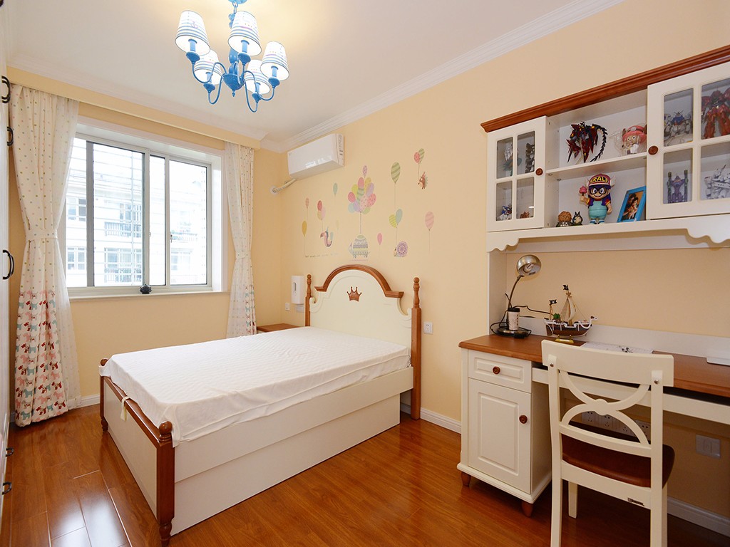 二居室装修,70平米装修,5-10万装修,卧室,美式风格,黄色