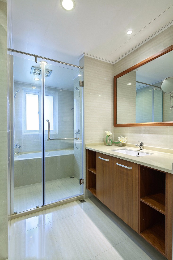 三居室装修,130平米装修,10-15万装修,卫生间,混搭风格,白色,浴室柜
