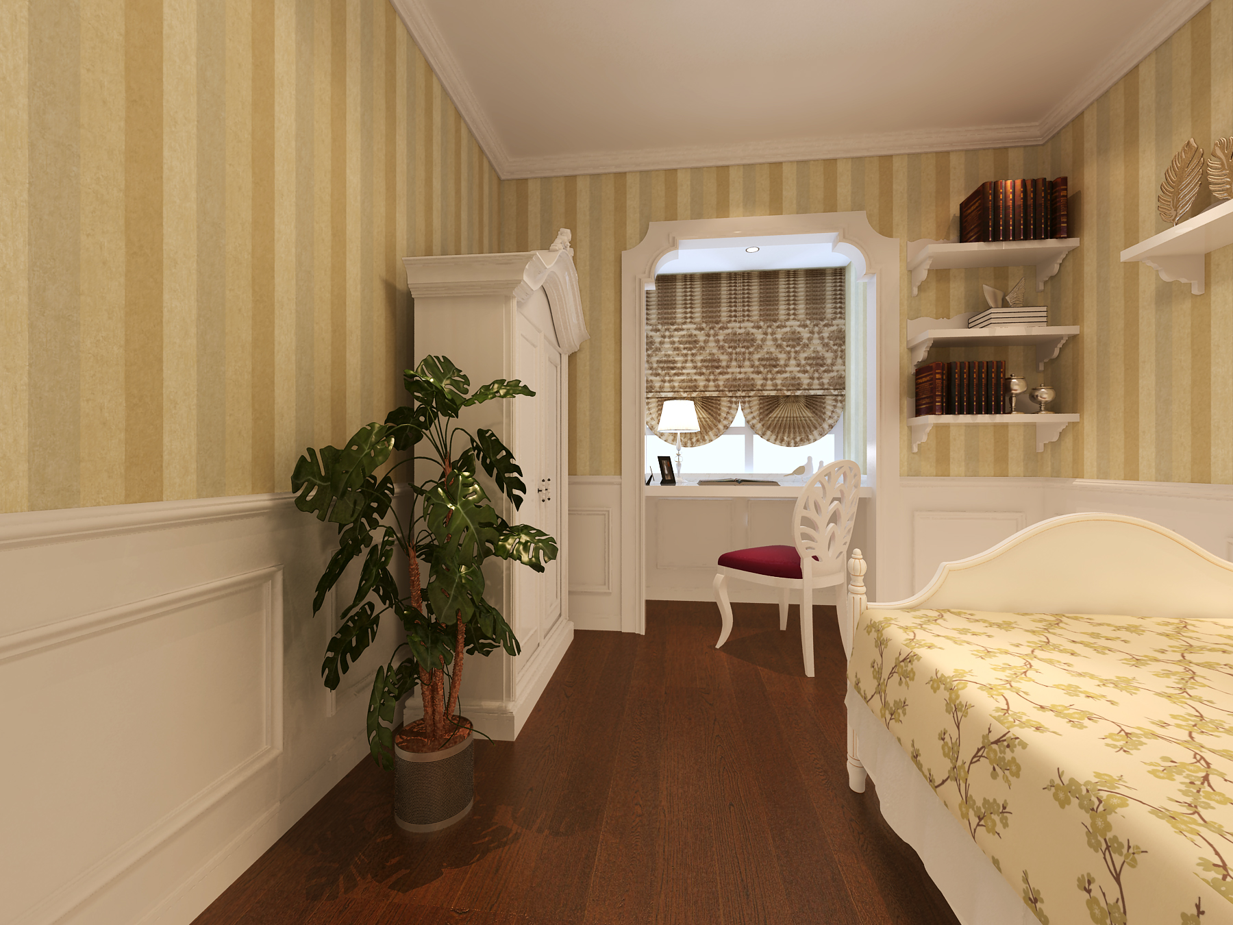 三居室装修,130平米装修,15-20万装修,欧式风格,黄色,条纹