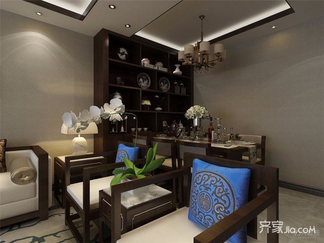 86平中式风格两居餐厅装修效果图1/4