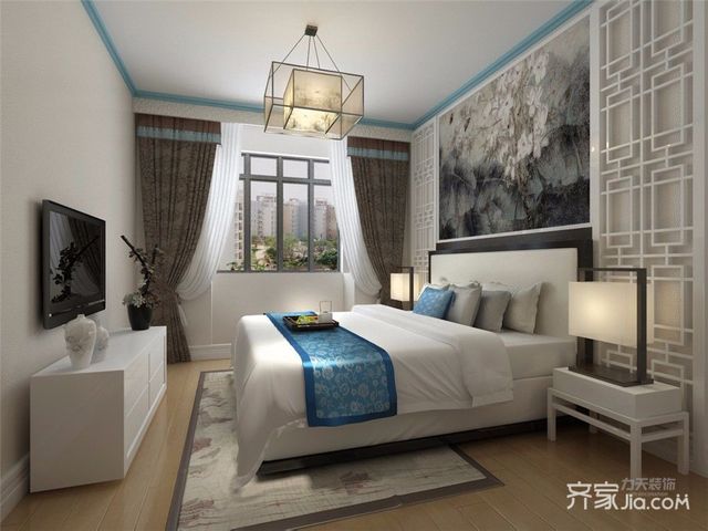 小户型中式风两居卧室装修效果图1/4