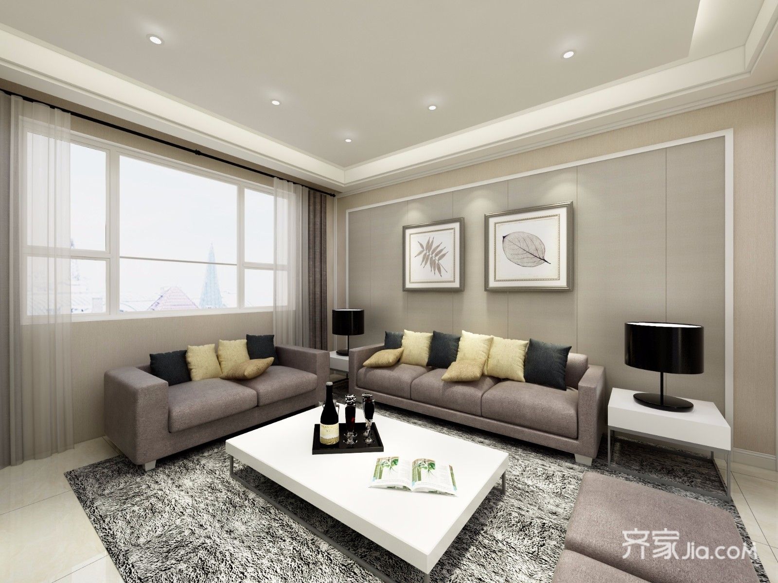 三居室装修,10-15万装修,110平米装修,客厅,现代简约风格,沙发背景墙,沙发,灰色