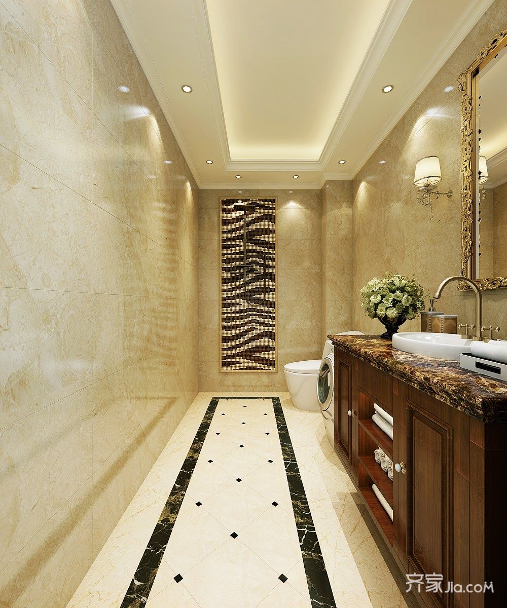 20万以上装修,大户型,140平米以上装修,卫生间,美式风格,暖色调,浴室柜