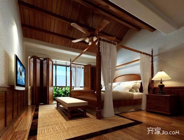 164平米东南亚风格卧室装修效果图1/4