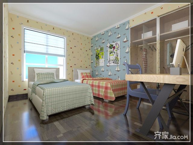 现代欧式风格四房装修儿童房效果图5/8