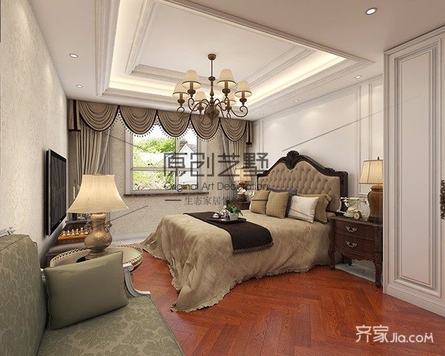20万以上装修,别墅装修,140平米以上装修,混搭风格,书房,床头软包,吊顶,咖啡色