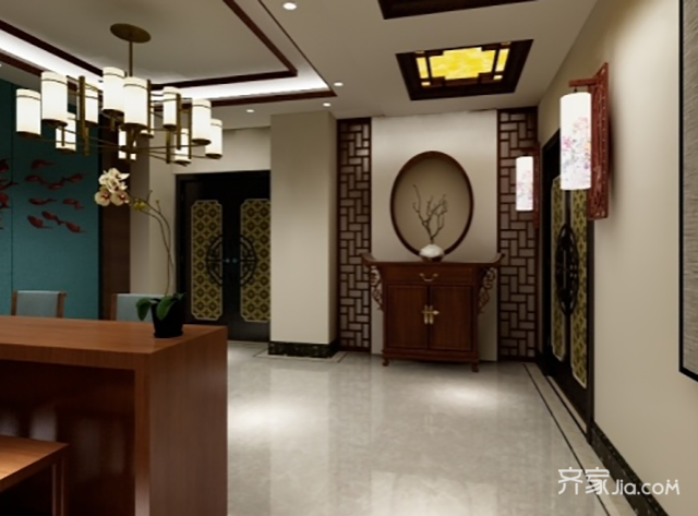 菜馆,20万以上装修,140平米以上装修,中式风格,玄关,玄关柜,吊顶
