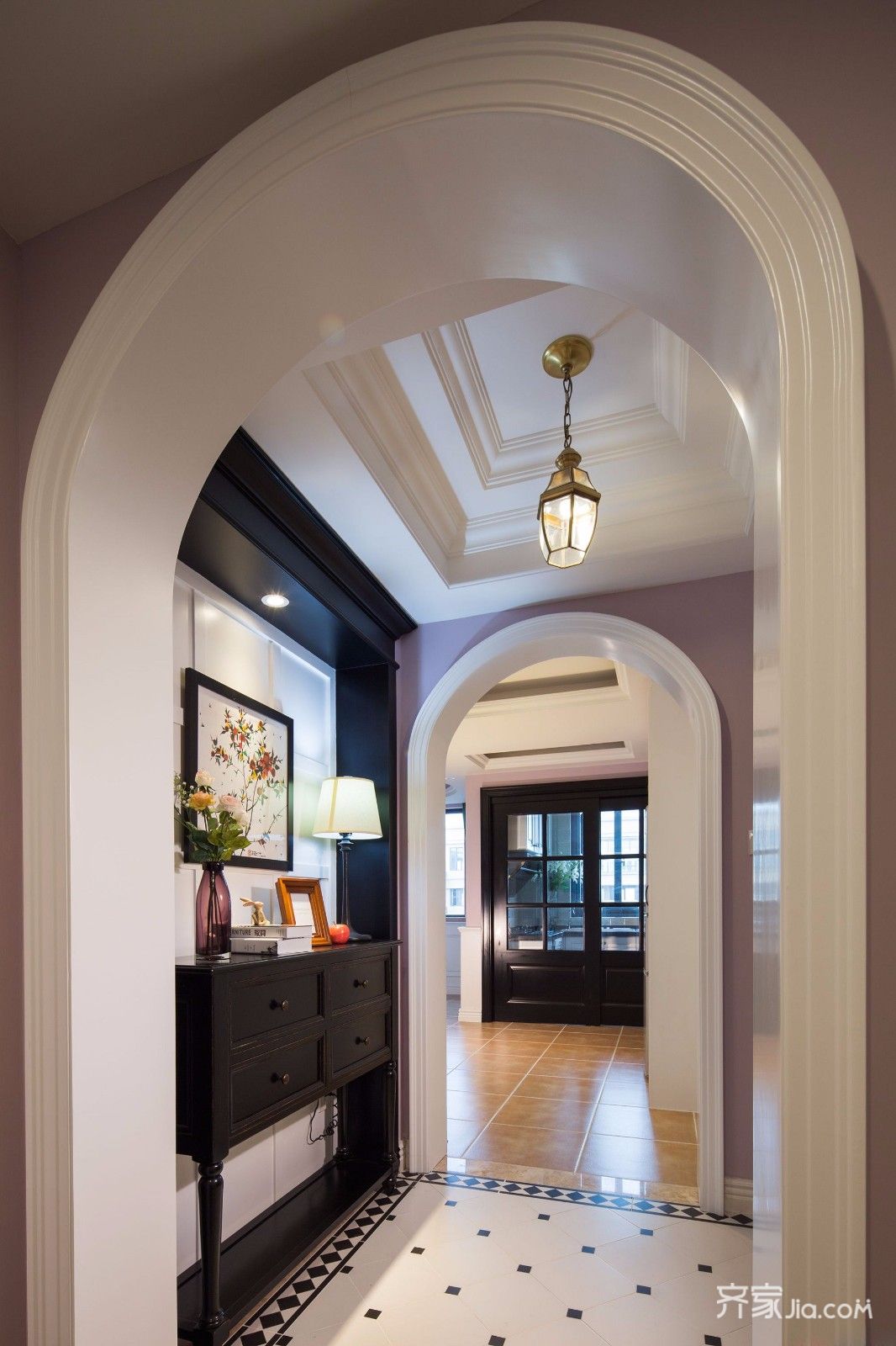 130㎡空间里的圆拱门，让家更添复古时尚气息装修效果图_得意家居装修图库_得意家居网