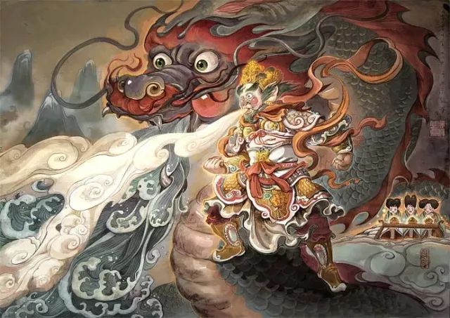 蜿蜒多姿,通体华美,不可一世她笔下的龙她酷爱画龙