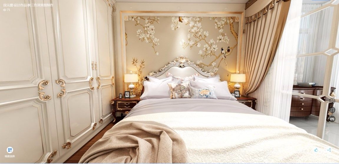 南京装修 南京装修案例 欧式新古典   主人的卧室,最看重的是床头背景
