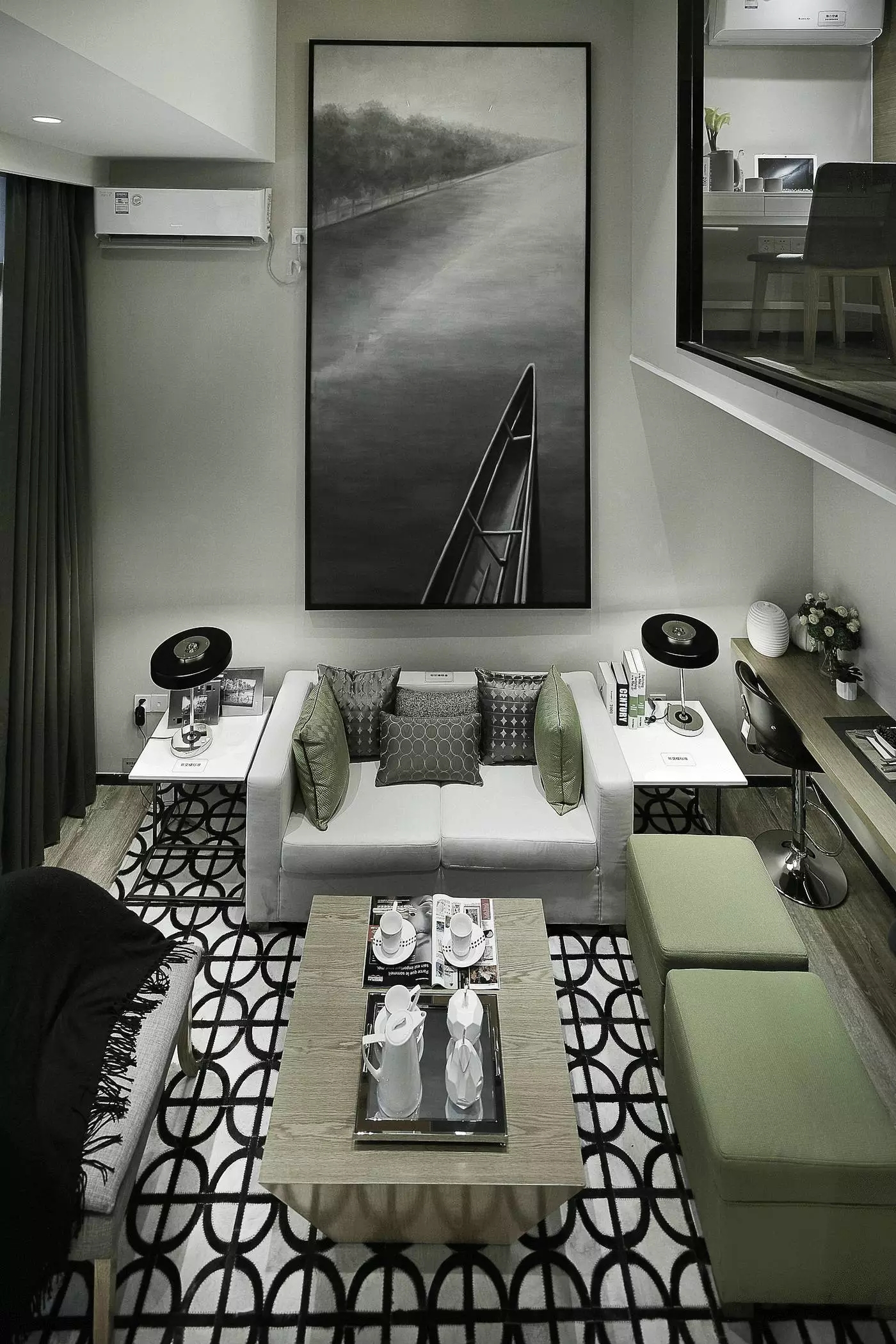公寓装修,小户型装修,15-20万装修,北欧风格,客厅,沙发背景墙,黑白,灰色