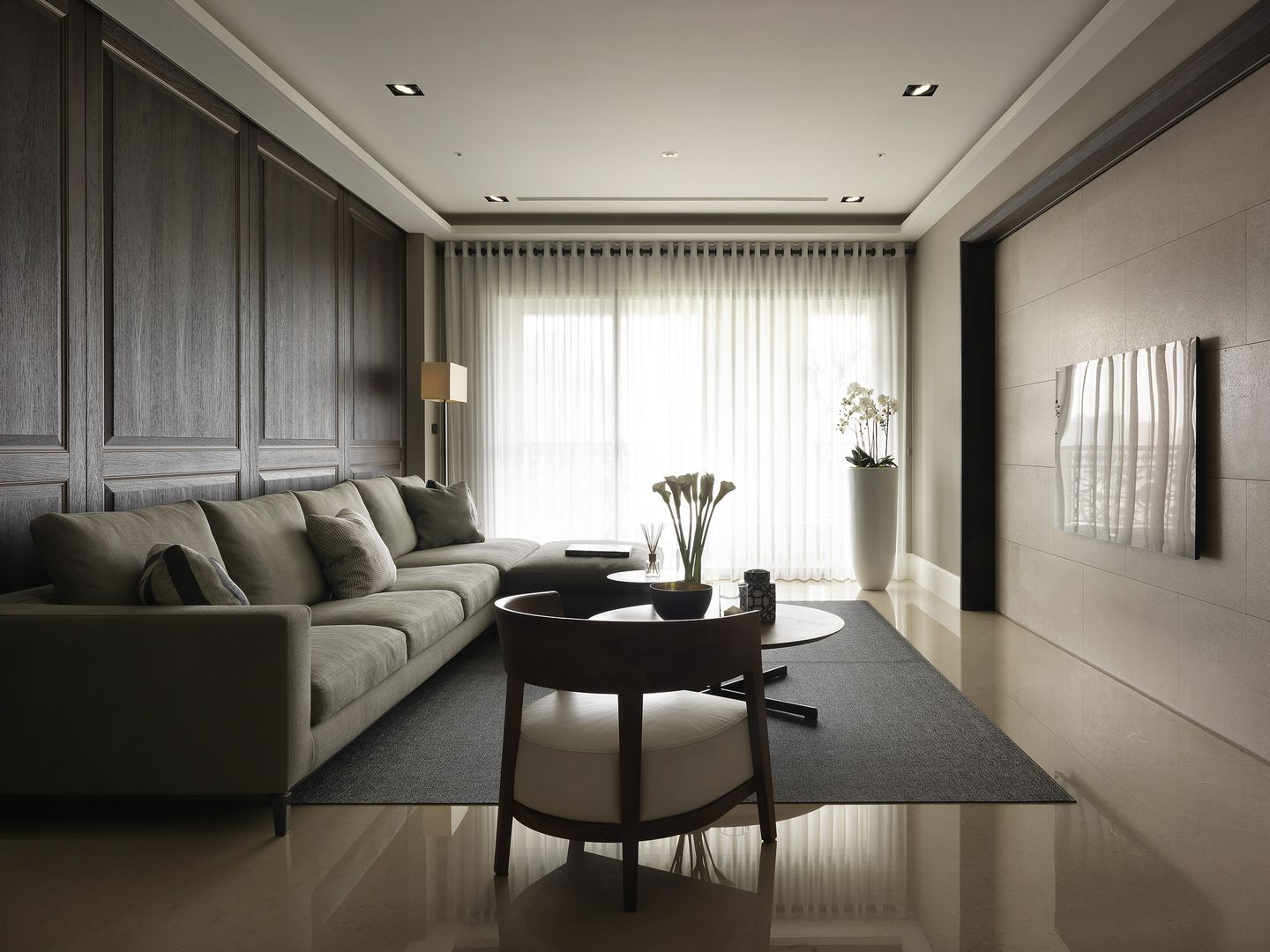 三居室装修,110平米装修,10-15万装修,现代简约风格,沙发背景墙,灰色