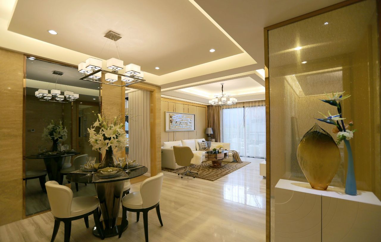 二居室装修,90平米装修,10-15万装修,现代简约风格,餐厅背景墙,暖色调