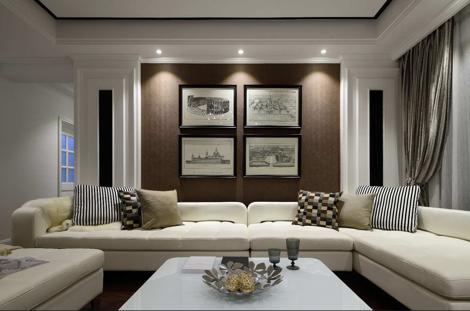 130平米装修,20万以上装修,三居室装修,混搭风格,客厅,沙发,咖啡色