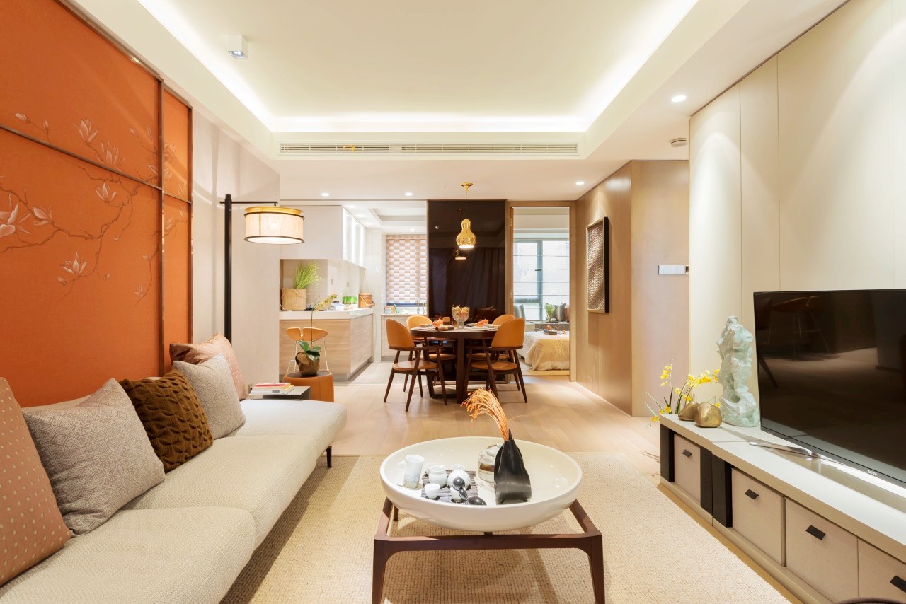 二居室装修,10-15万装修,80平米装修,现代简约风格,白色,橙色