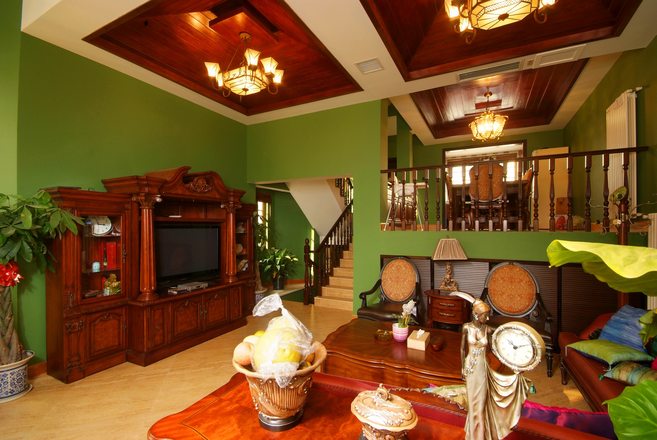 别墅装修,140平米以上装修,20万以上装修,复式装修,东南亚风格,绿色