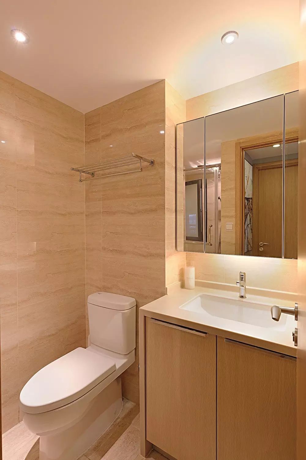 5-10万装修,90平米装修,现代简约风格,二居室装修,暖色调,浴室柜