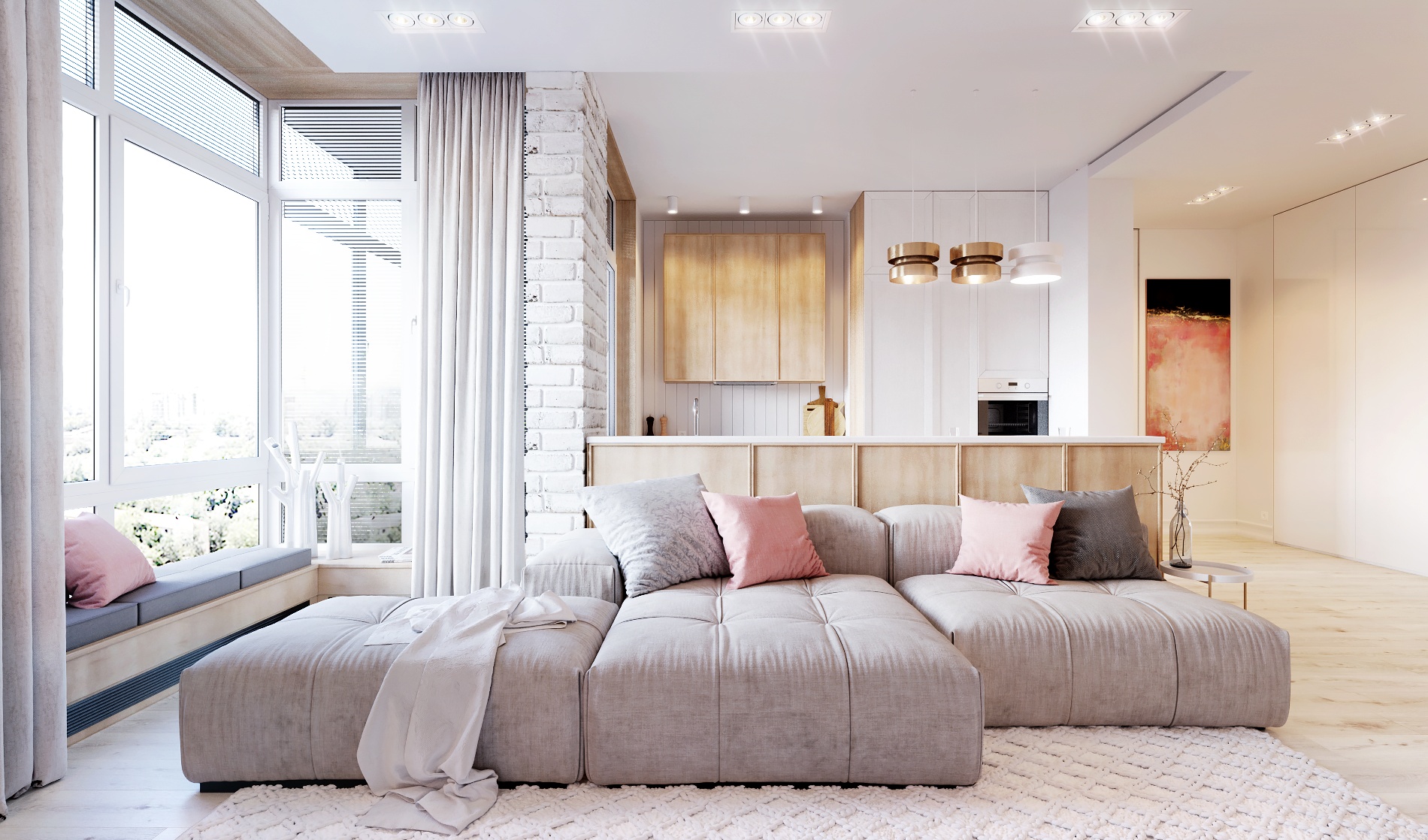 60平米装修,公寓装修,5-10万装修,简约风格,沙发,白色
