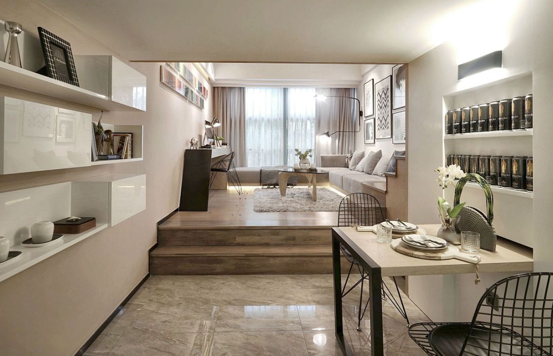 35㎡简约风loft单身公寓,素雅色彩搭配,让空间更温馨舒适!