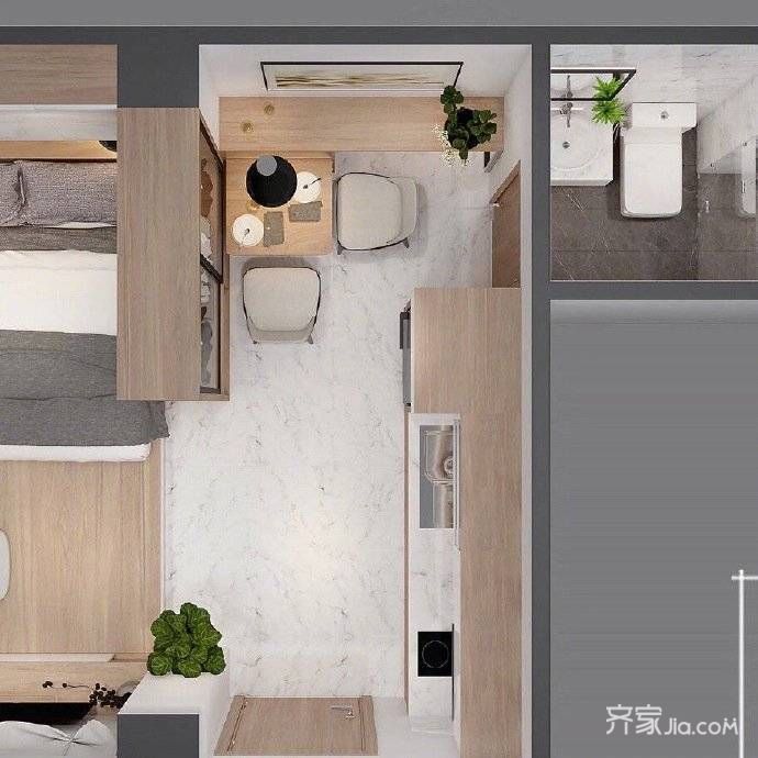 5万25平米现代小户型/一房装修效果图,25平的小公寓