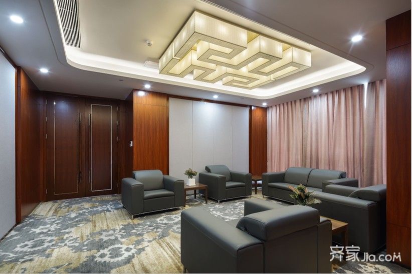 5万2200平米中式办公空间装修效果图,高端轻奢图.