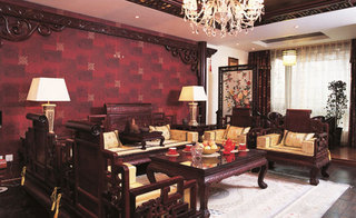 中式风格古典客厅背景墙装修图片