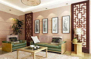 中式风格大气客厅背景墙效果图