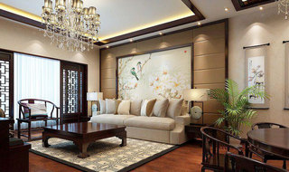 中式风格大气客厅背景墙设计