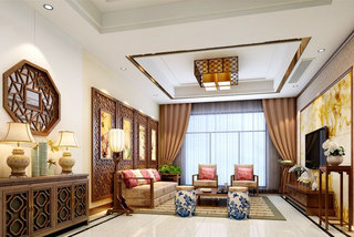 中式风格古典客厅背景墙设计图
