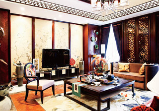 中式风格古典客厅沙发背景墙设计图纸