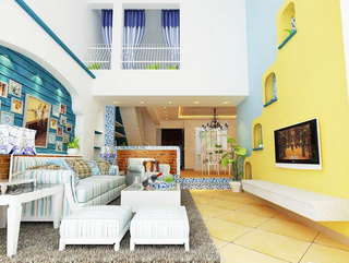 地中海风格舒适黄色客厅设计