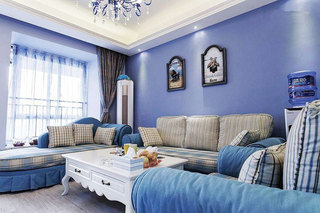 地中海风格浪漫蓝色客厅装修图片