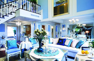 地中海风格浪漫蓝色客厅装修图片