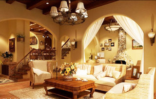 地中海风格浪漫咖啡色客厅装修
