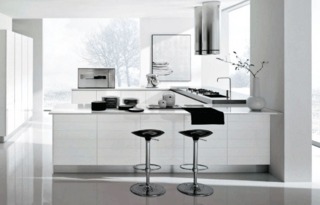 现代简约风格简洁黑白厨房吧台装修图片