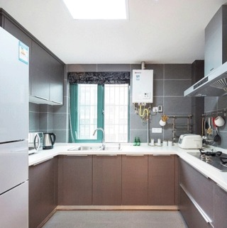 现代简约风格简洁灰色厨房橱柜安装图