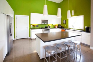 现代简约风格小清新绿色厨房吧台设计图纸