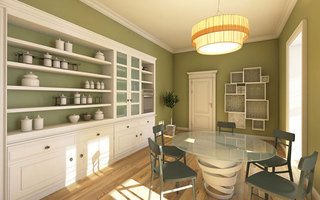 现代简约风格小清新绿色厨房餐桌效果图