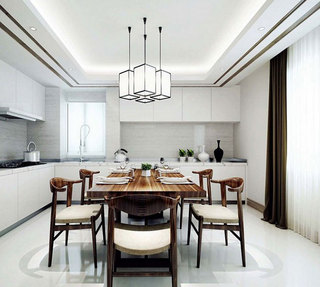 中式风格简洁白色厨房橱柜效果图