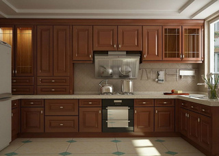 稳重褐色厨房橱柜设计图纸